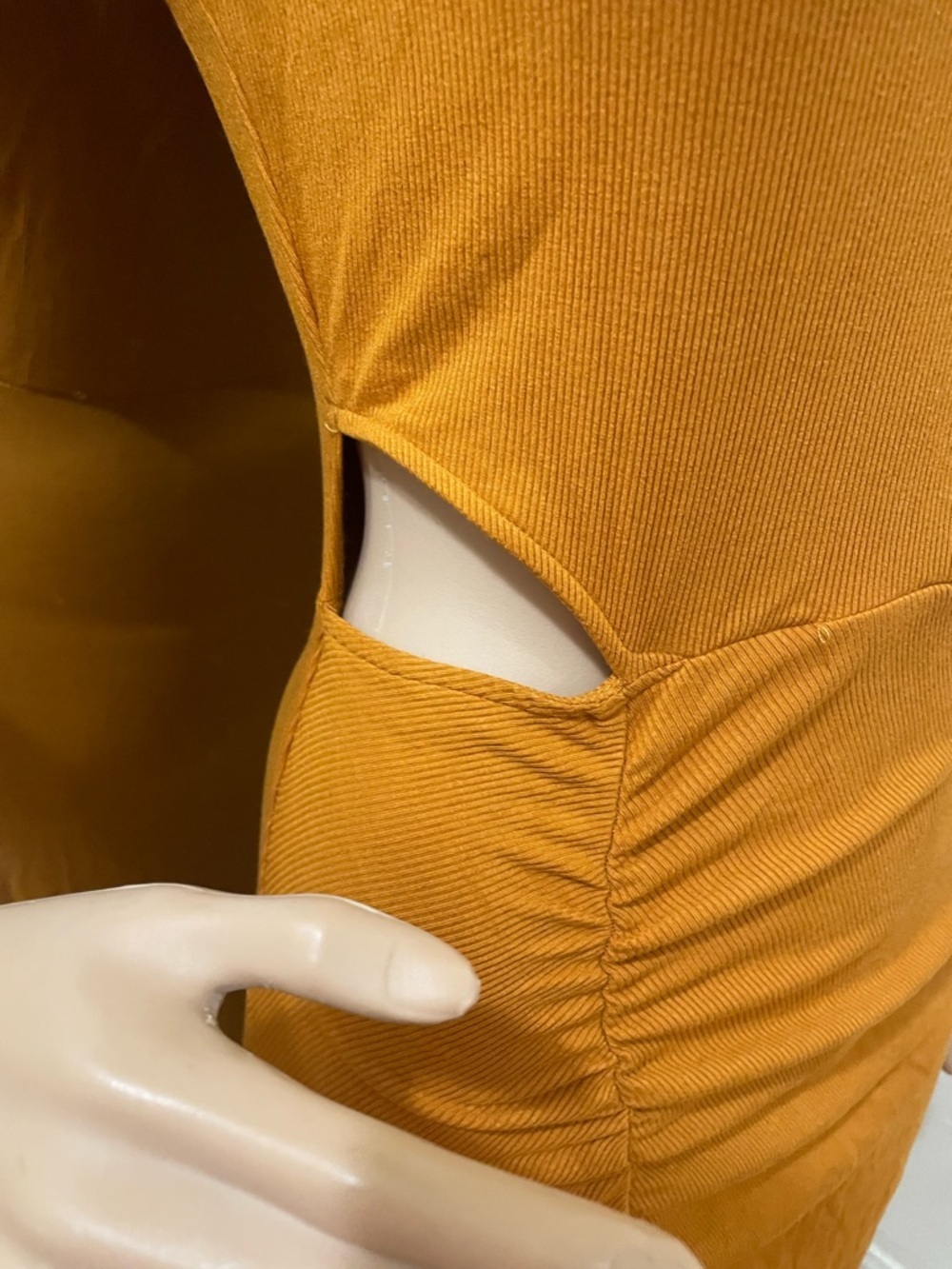 Walter Baker Rust Orange Ruched Midi Dress - Picture 3 of 14